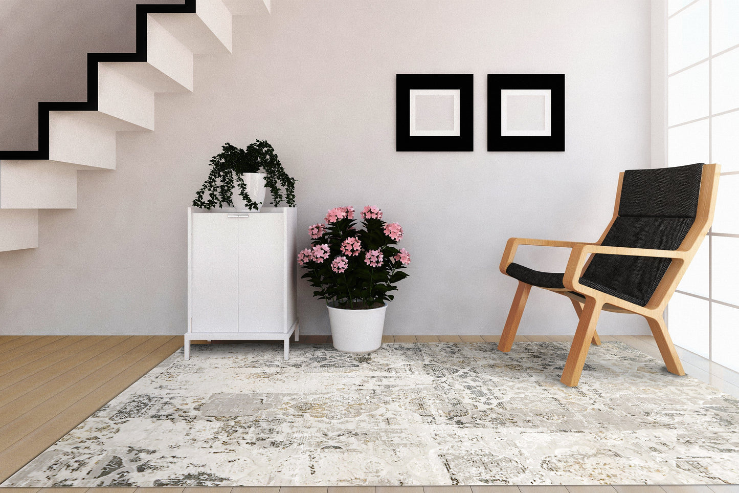 Quartz 27077-190 Ivory/Grey Area Rug