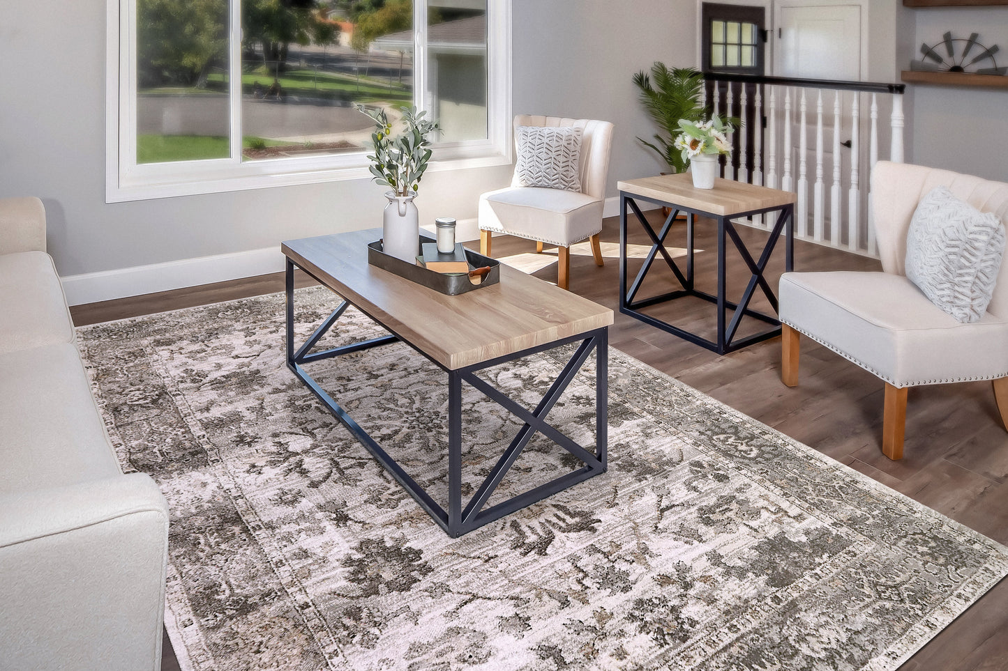 Riley 6035-908 Grey/Beige Area Rug
