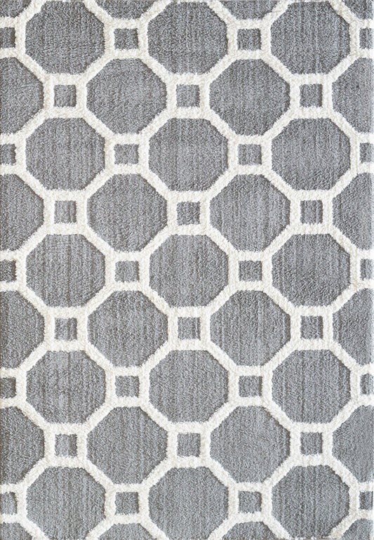 Silky Shag 5903-901 Silver/White Shag Rug