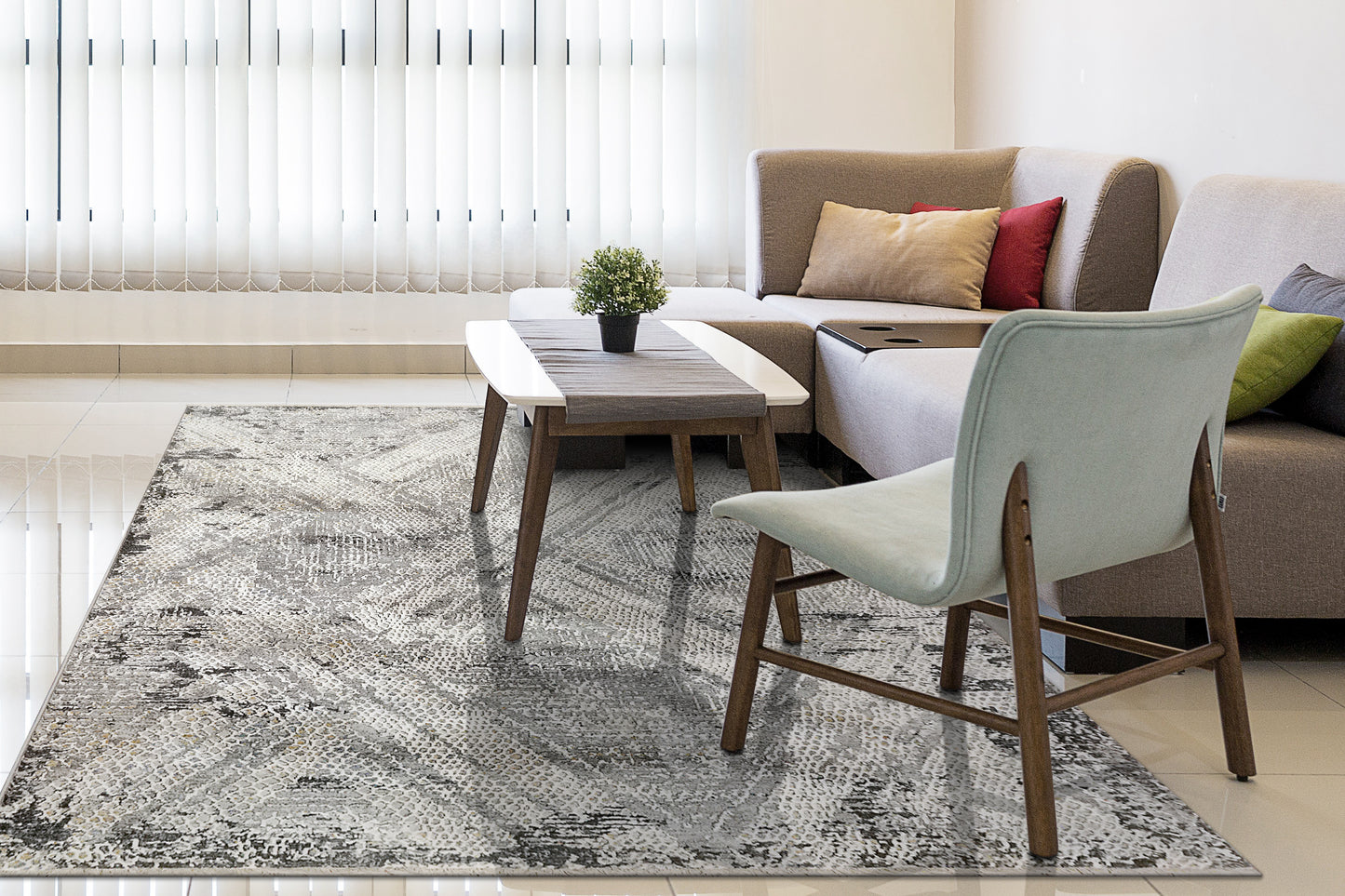 Sunrise 6683-999 Grey/Charcoal/Multi Area Rug