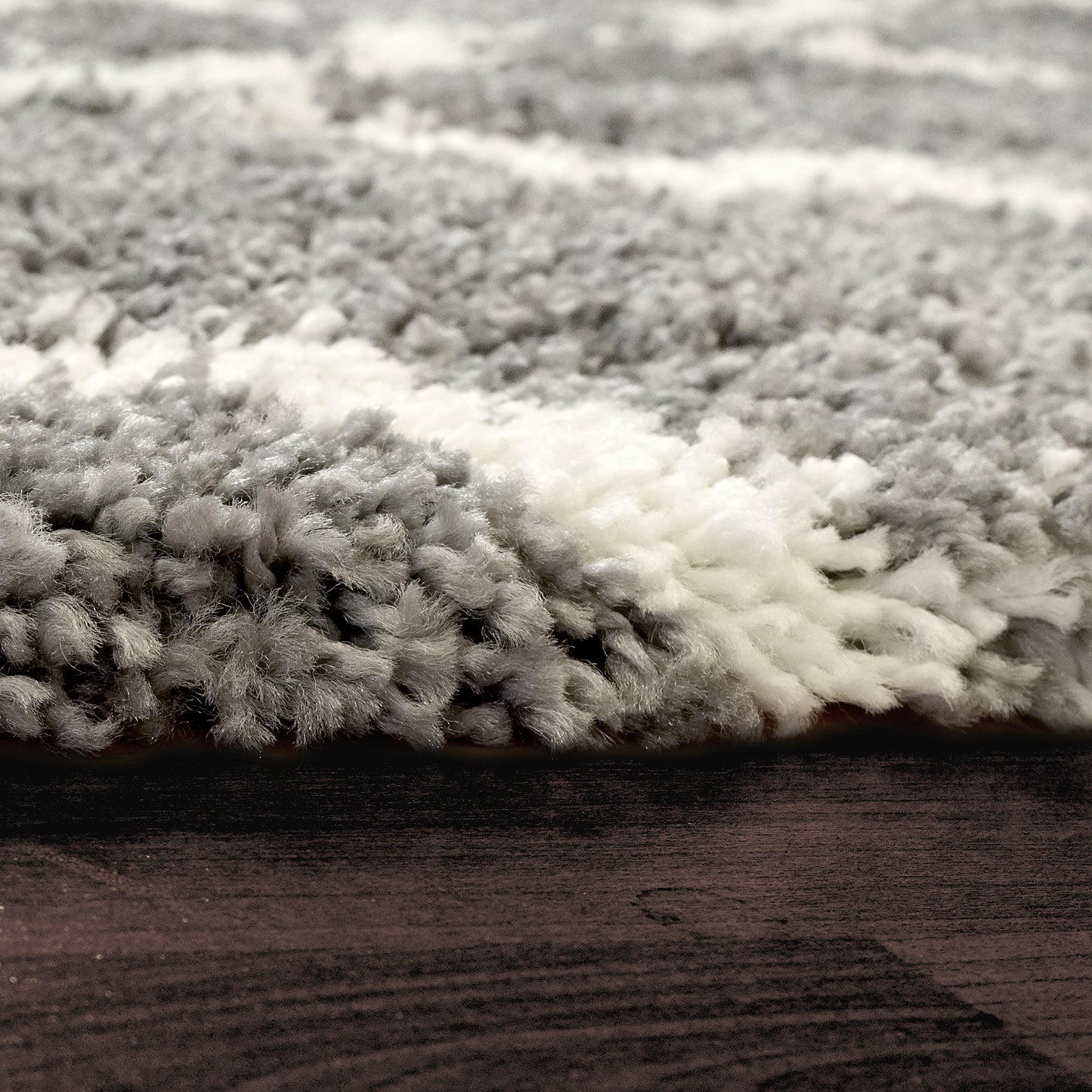 Super Shaggy 3721-910 Grey/Ivory Area Rug 5X7