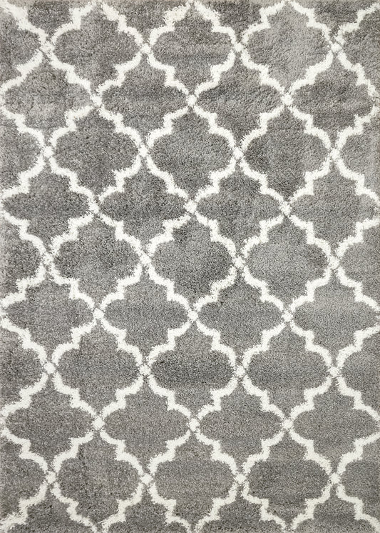 Super Shaggy 3721-910 Grey/Ivory Area Rug 5X7