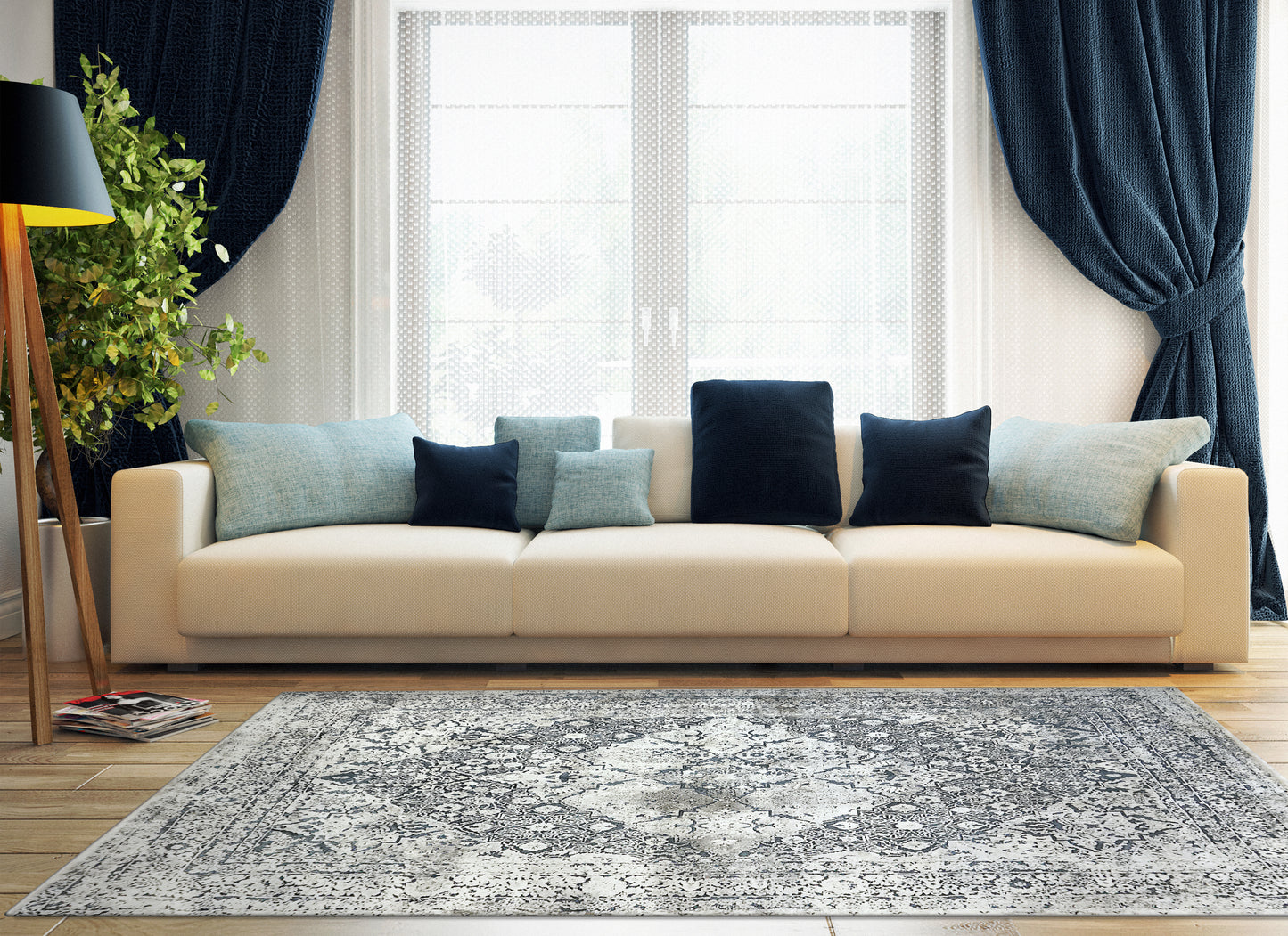 Torino 3338-510 Blue/Ivory Area Rug