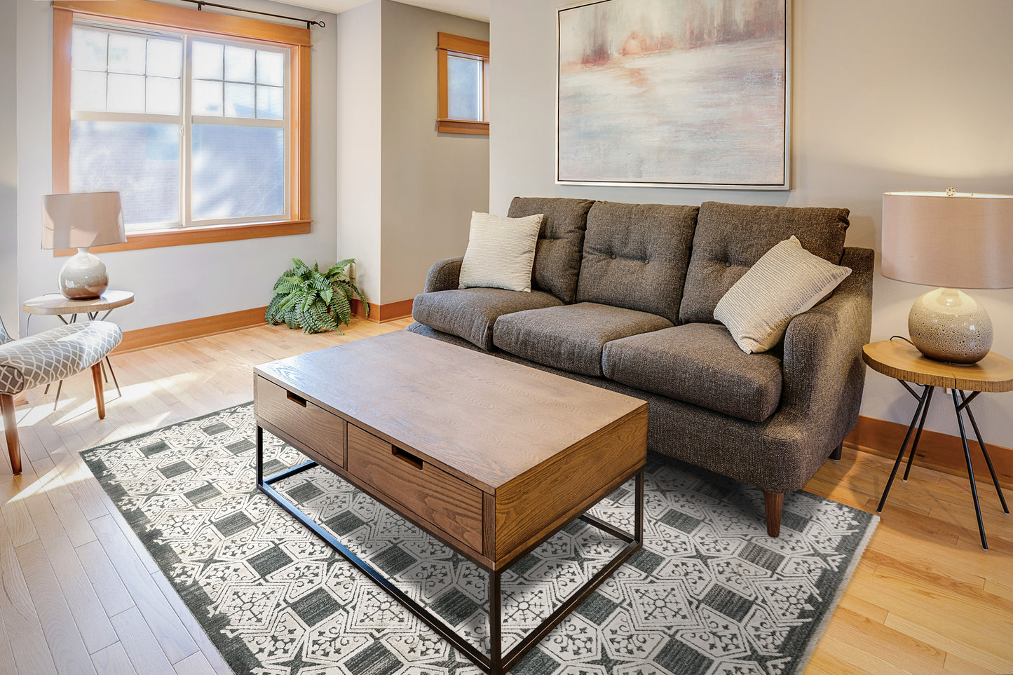 Wingo 7955-518 Blue/Cream Area Rug