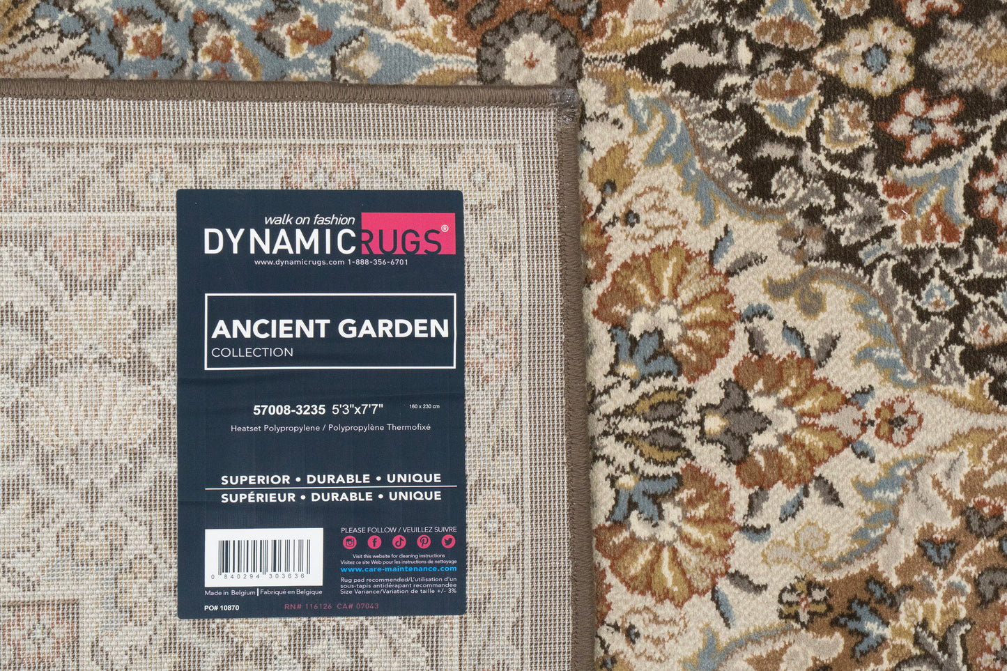 Ancient Garden 57008-3235 Brown/Blue Area Rug