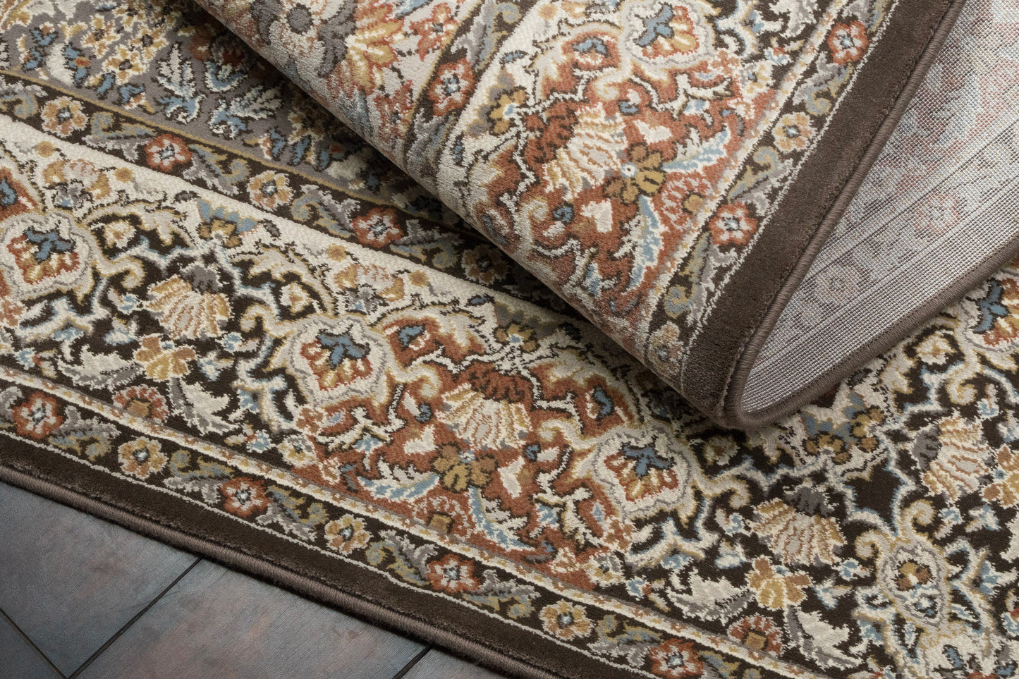 Ancient Garden 57008-3235 Brown/Blue Area Rug