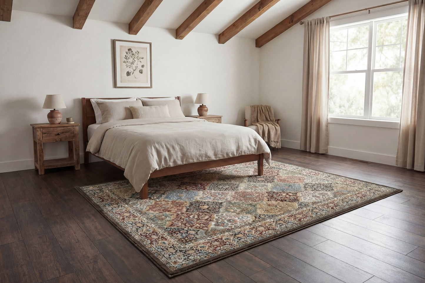 Ancient Garden 57008-3235 Brown/Blue Area Rug