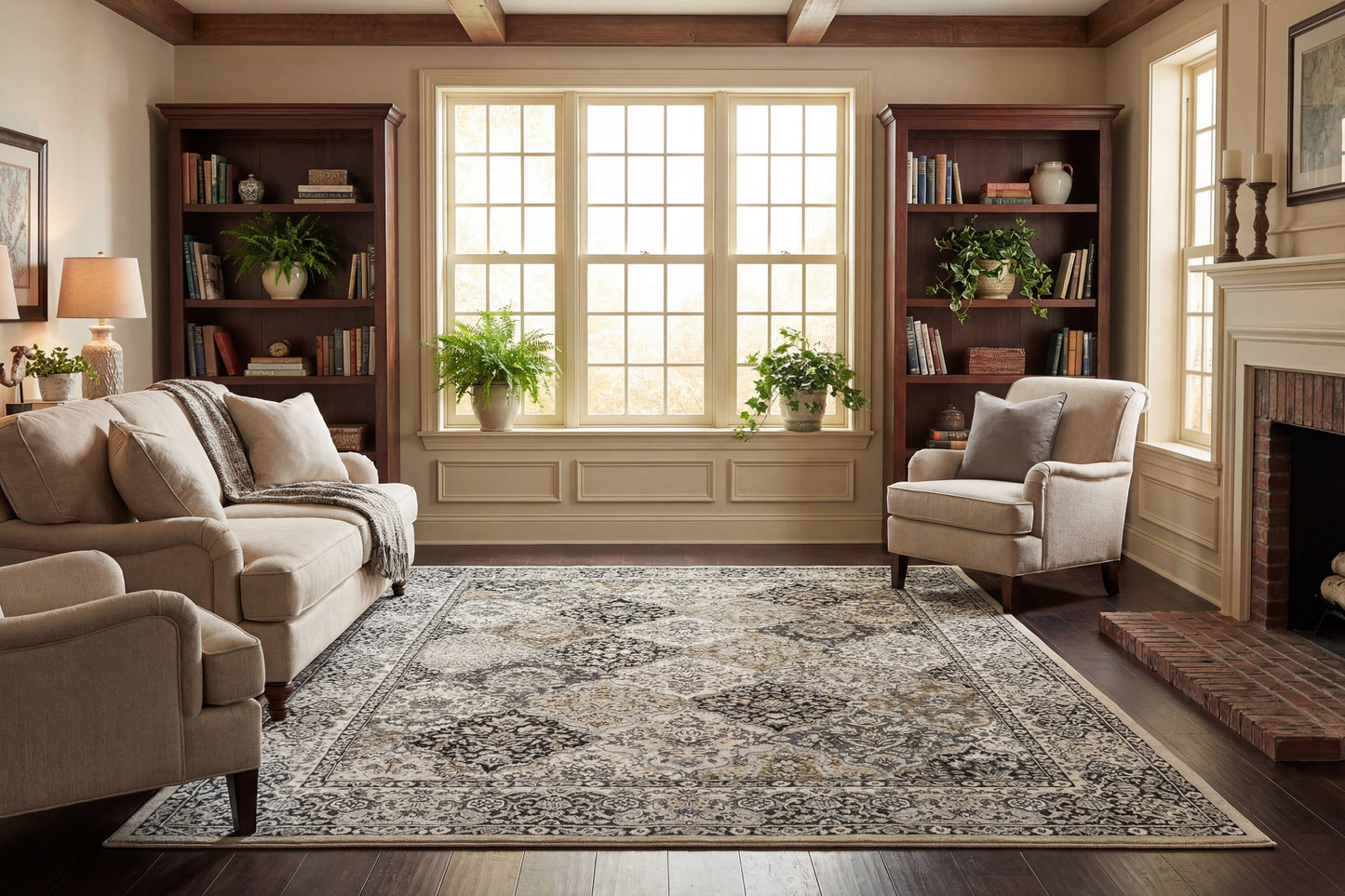 Ancient Garden 57008-9696 Cream/Grey Area Rug