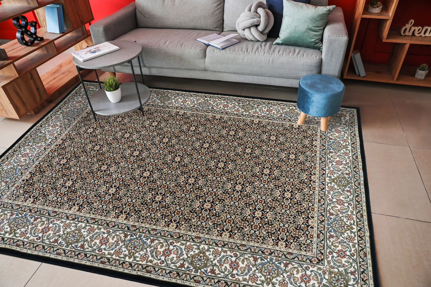 Ancient Garden 57011-3263 Black/Ivory Area Rug