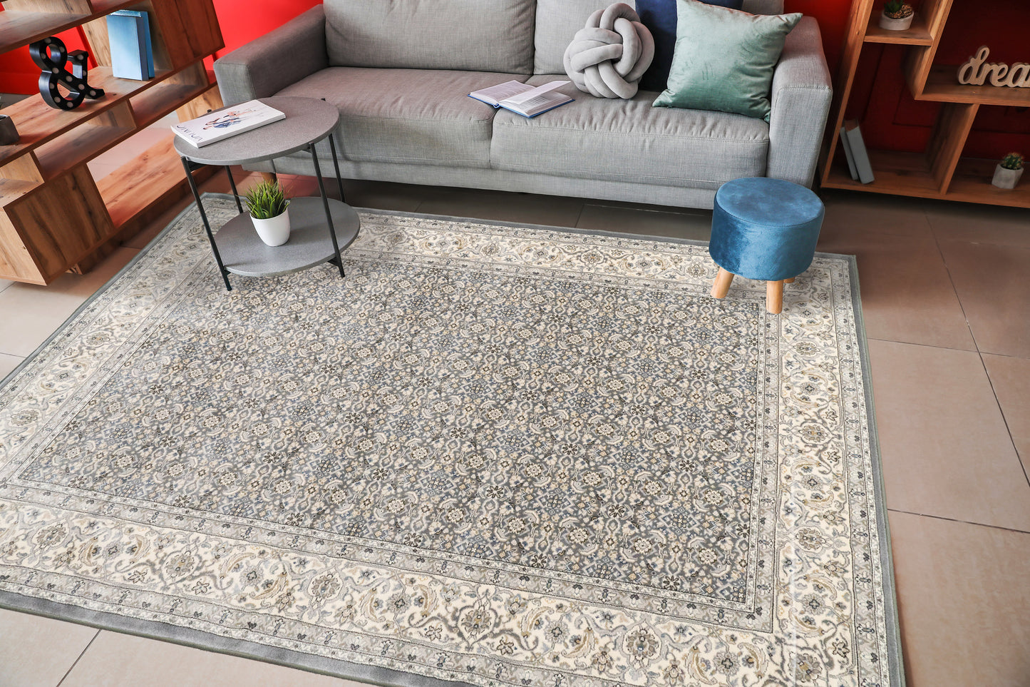 Ancient Garden 57011-5666 Grey/Cream Area Rug