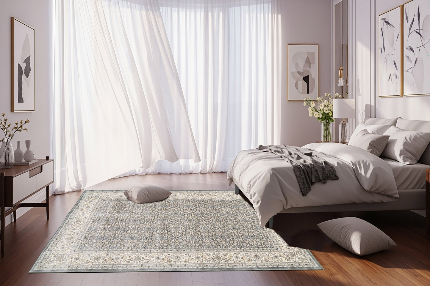 Ancient Garden 57011-5666 Grey/Cream Area Rug
