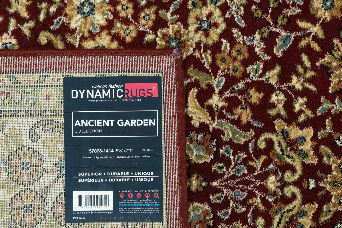 Ancient Garden 57078-1414 Red/Ivory Area Rug