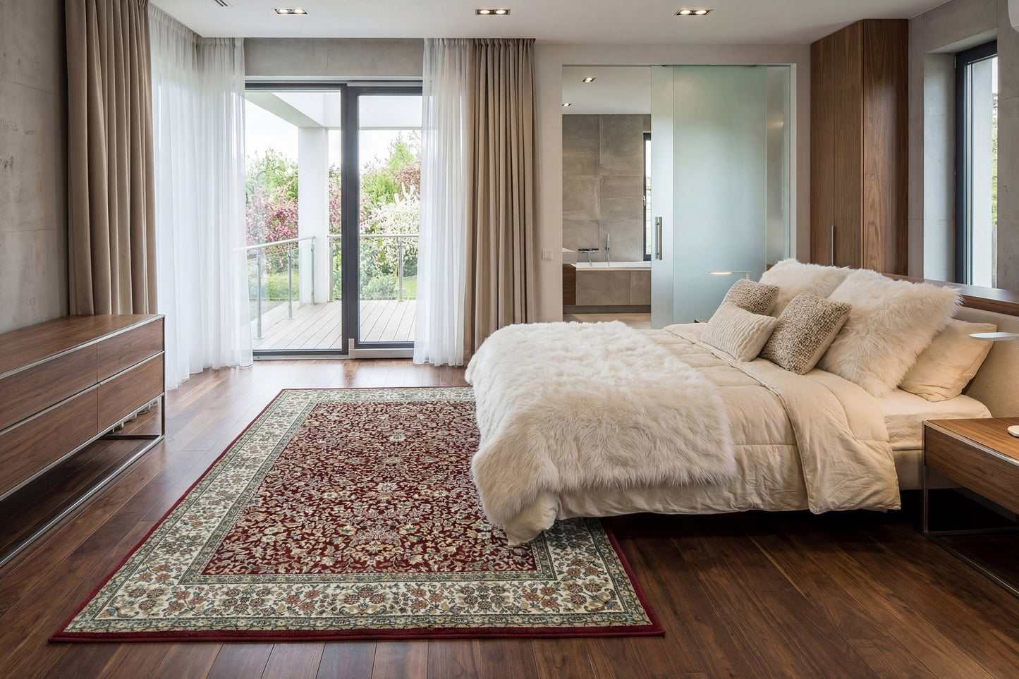 Ancient Garden 57078-1414 Red/Ivory Area Rug