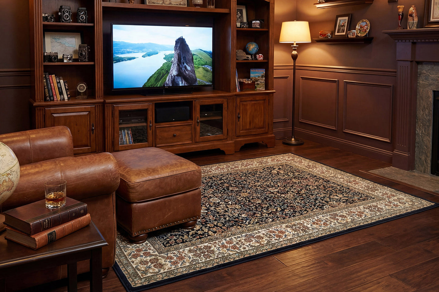 Ancient Garden 57078-3434 Blue/Ivory Area Rug