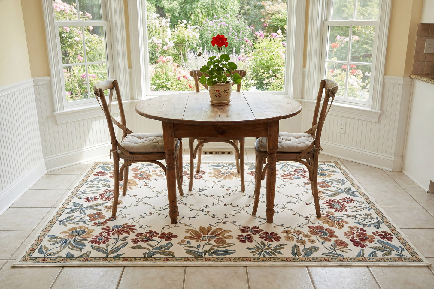 Ancient Garden 57084-6464 Ivory Area Rug