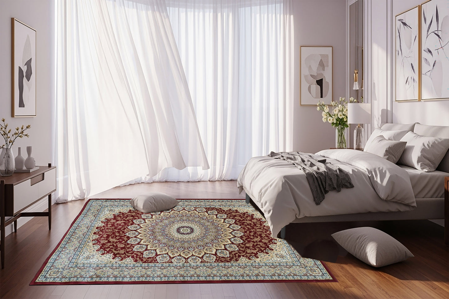 Ancient Garden 57090-1484 Red Area Rug
