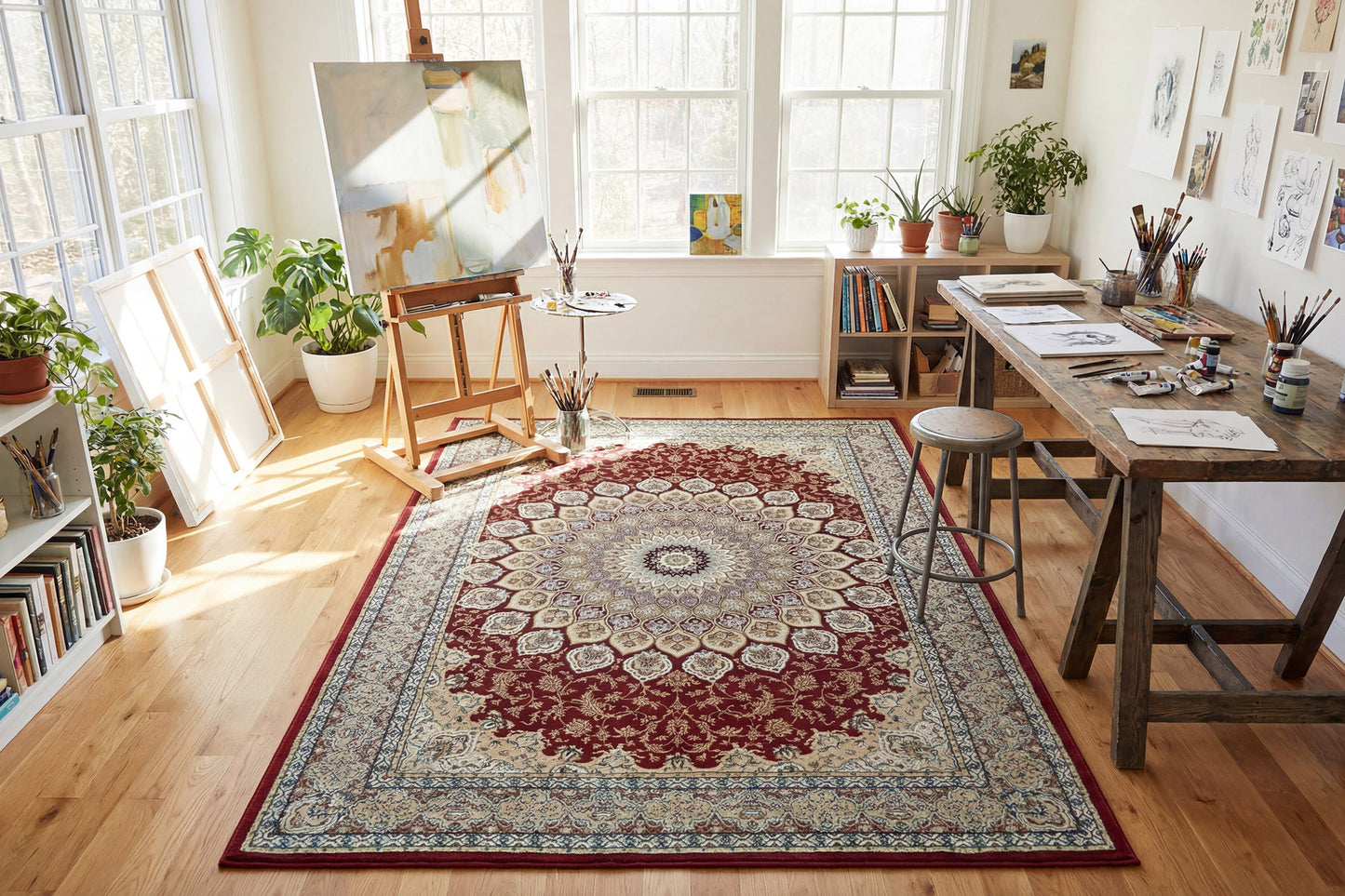 Ancient Garden 57090-1484 Red Area Rug