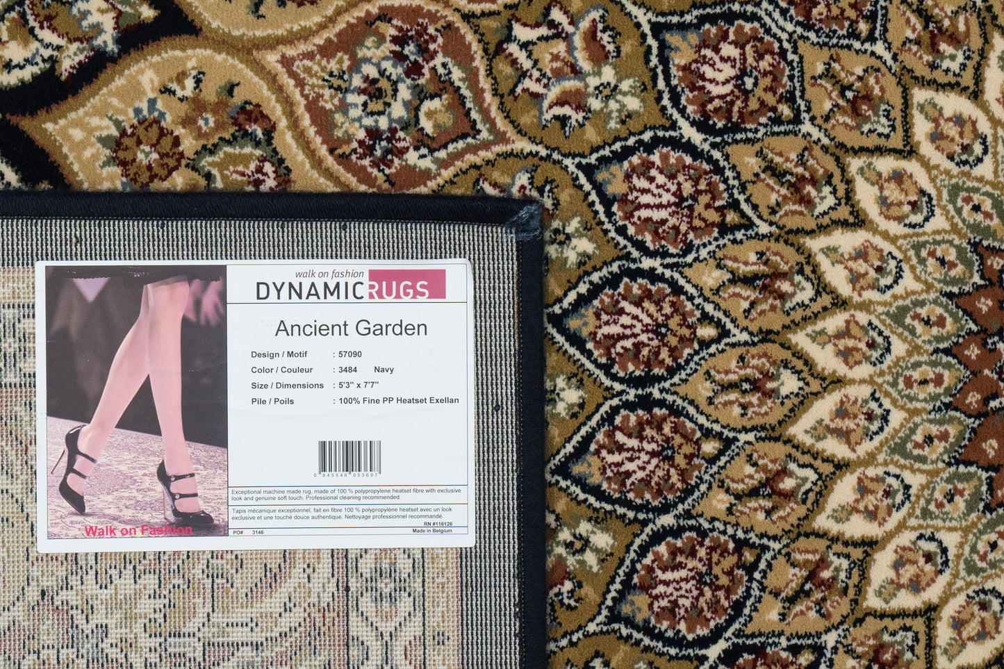 Ancient Garden 57090-3484 Navy Area Rug