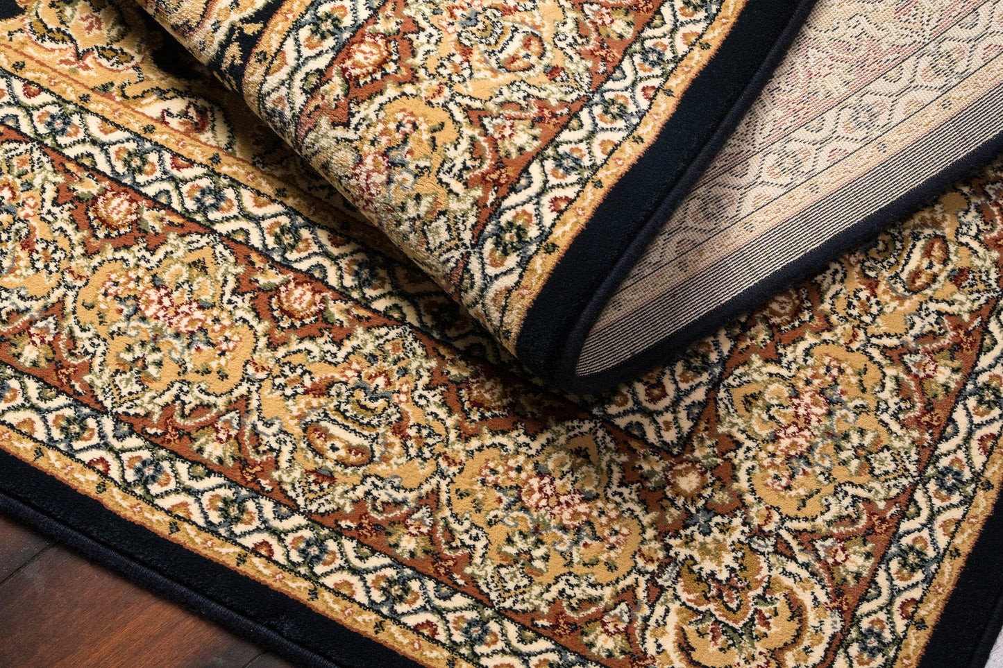 Ancient Garden 57090-3484 Navy Area Rug