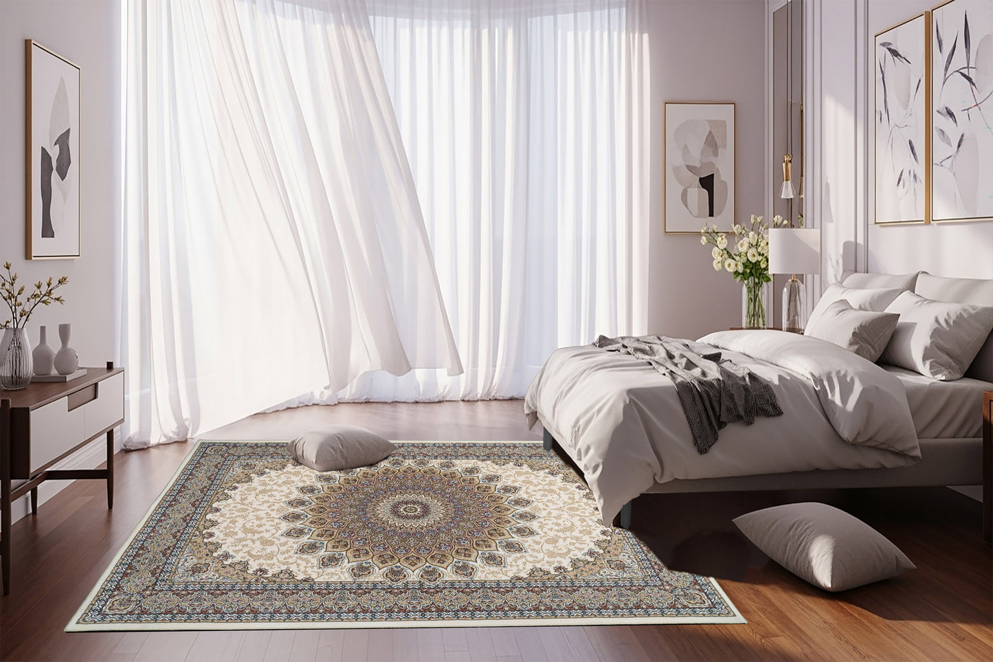 Ancient Garden 57090-6484 Ivory Area Rug