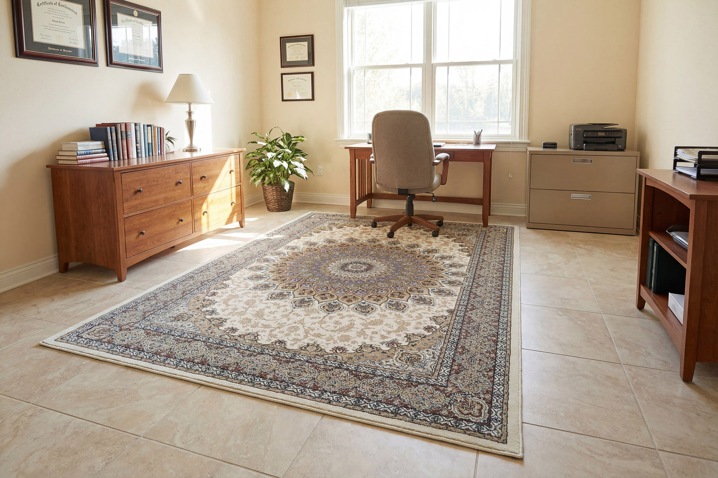 Ancient Garden 57090-6484 Ivory Area Rug