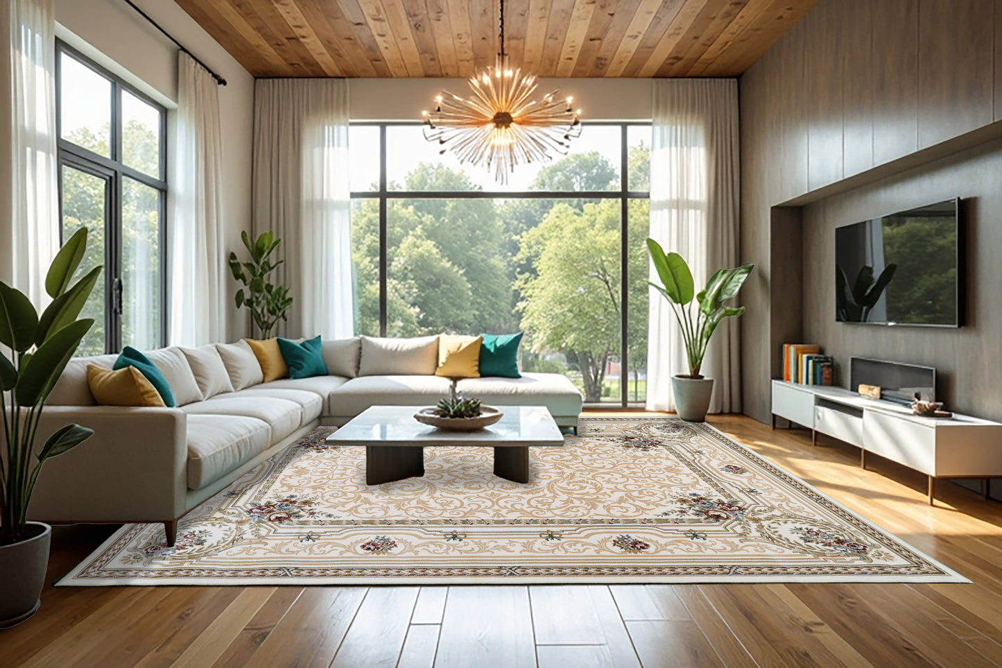 Ancient Garden 57091-6464 Ivory Area Rug