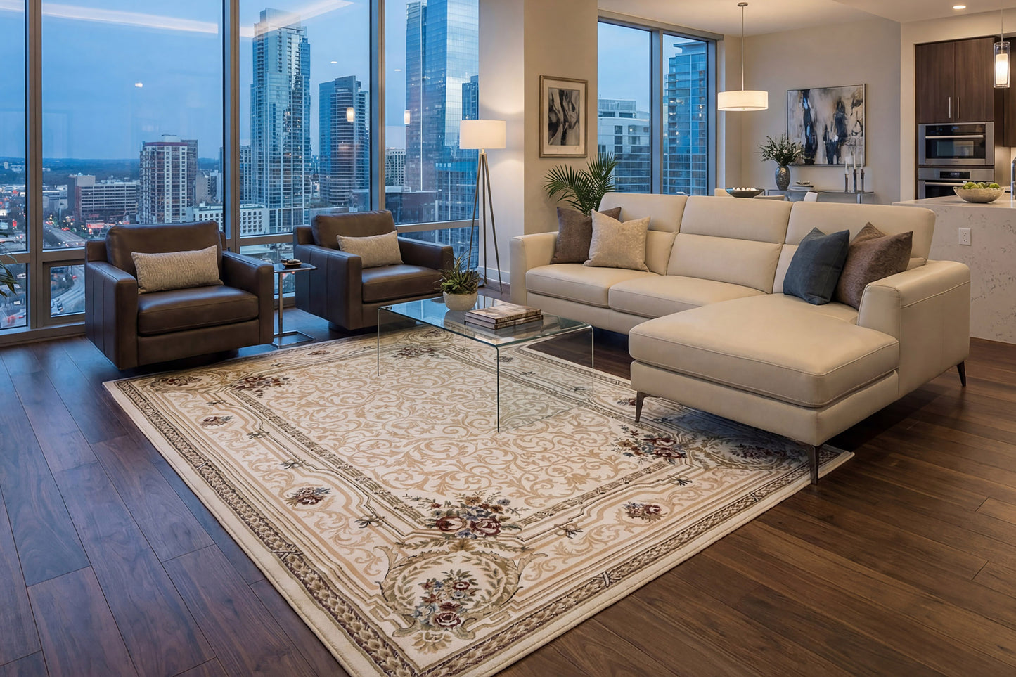Ancient Garden 57091-6464 Ivory Area Rug