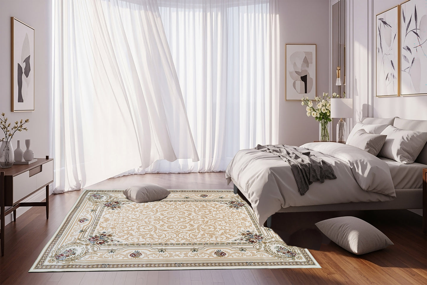 Ancient Garden 57091-6464 Ivory Area Rug