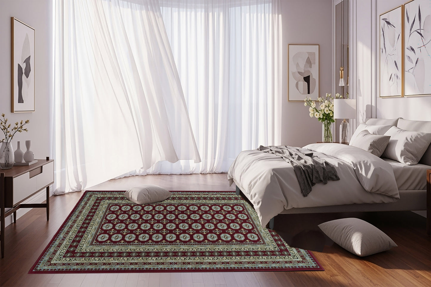 Ancient Garden 57102-1293 Red/Beige Area Rug