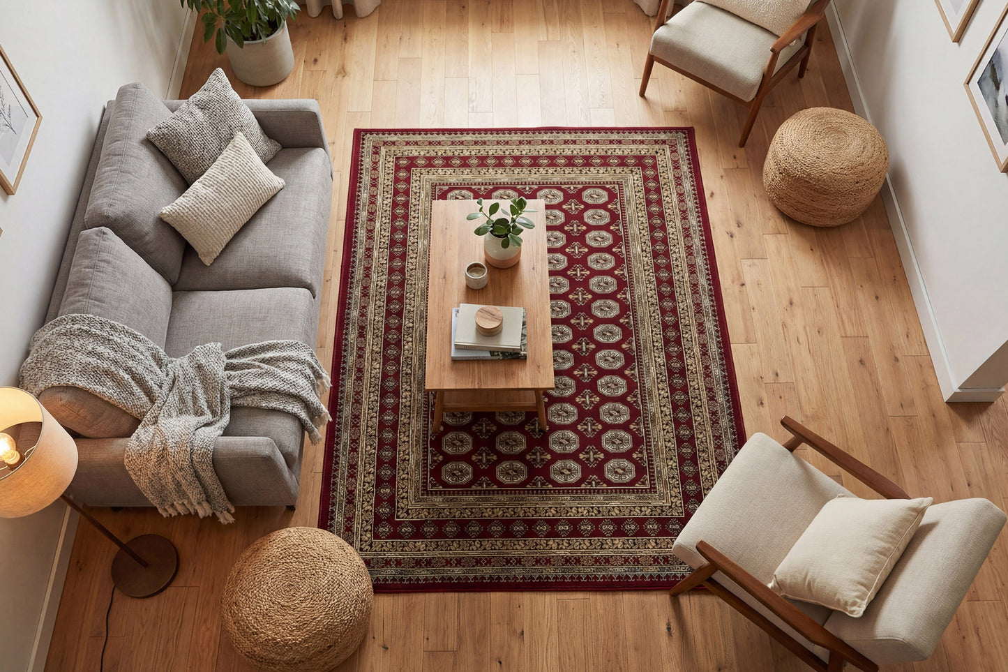 Ancient Garden 57102-1293 Red/Beige Area Rug