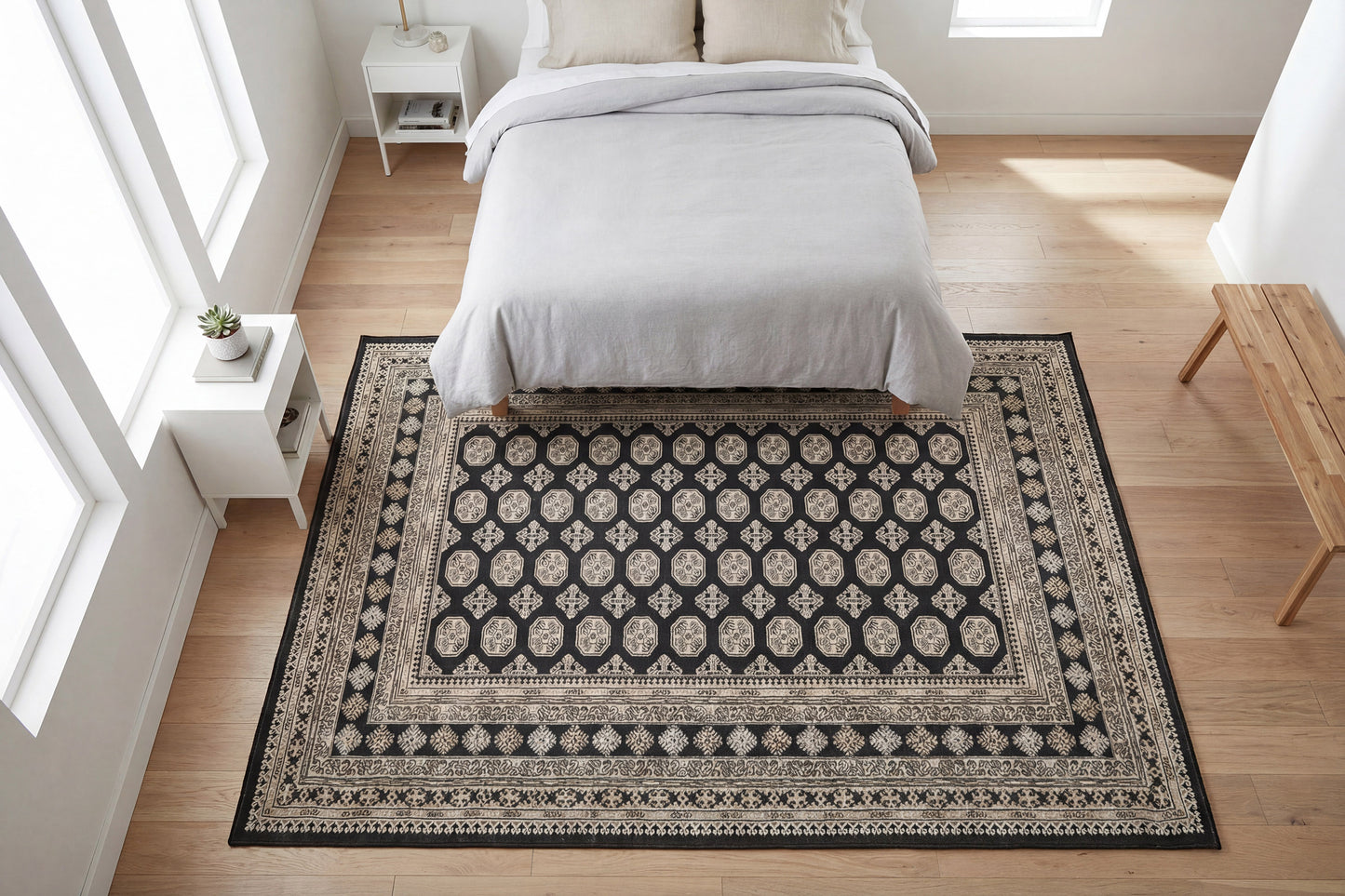 Ancient Garden 57102-3636 Charcoal/Silver Area Rug