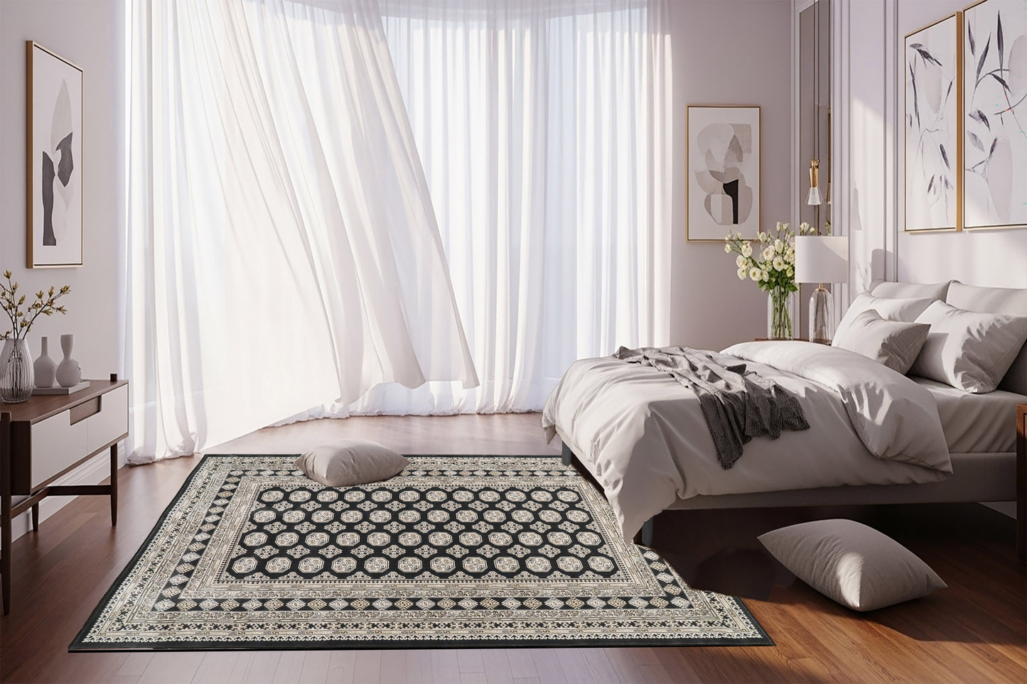 Ancient Garden 57102-3636 Charcoal/Silver Area Rug