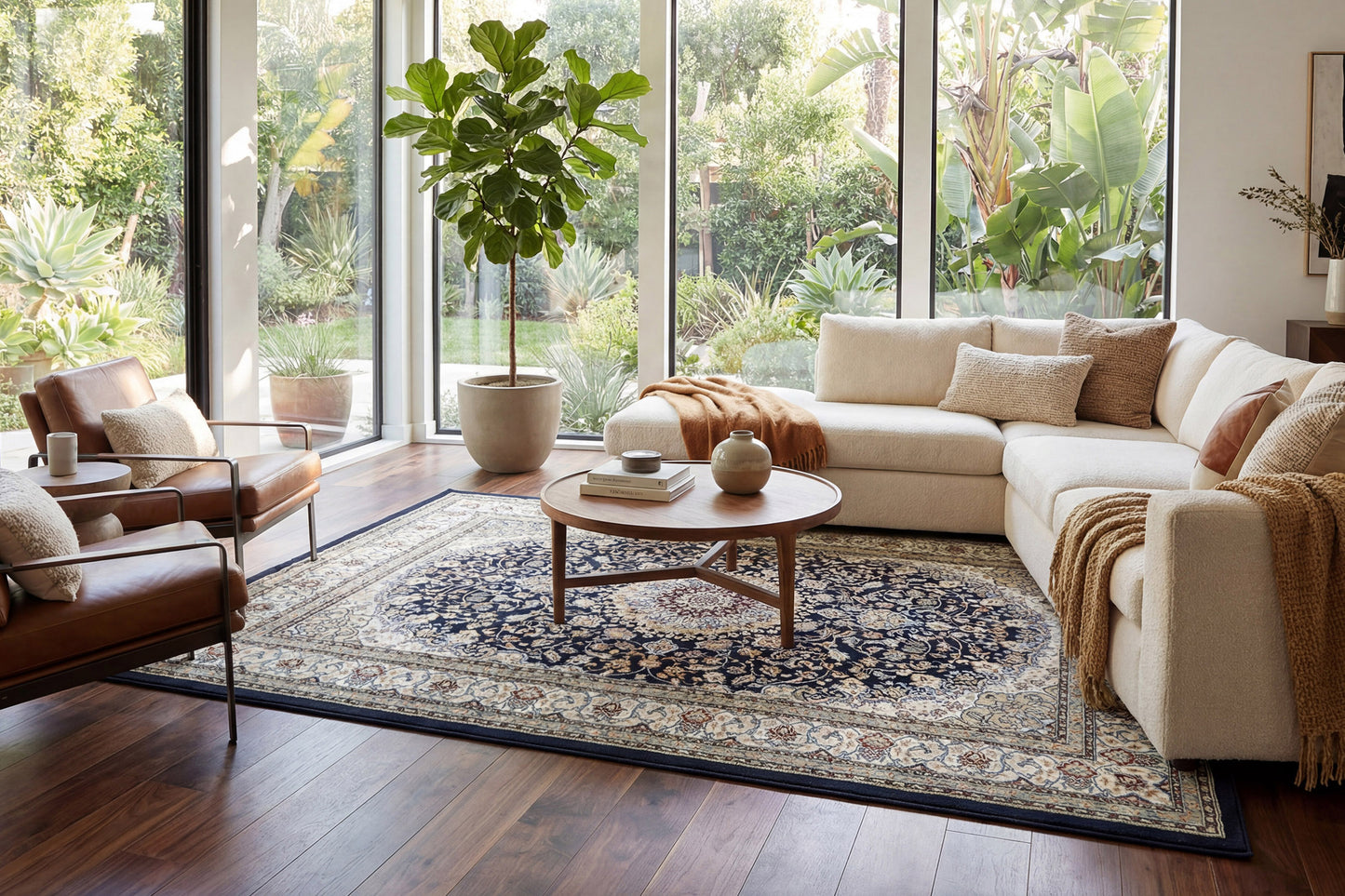 Ancient Garden 57119-3434 Blue/Ivory Area Rug