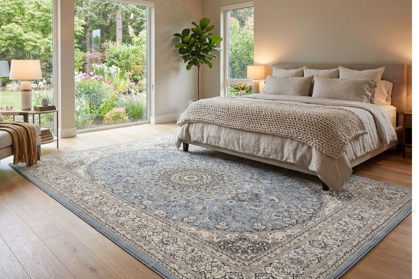 Ancient Garden 57119-4646 Steel Blue/Cream Area Rug