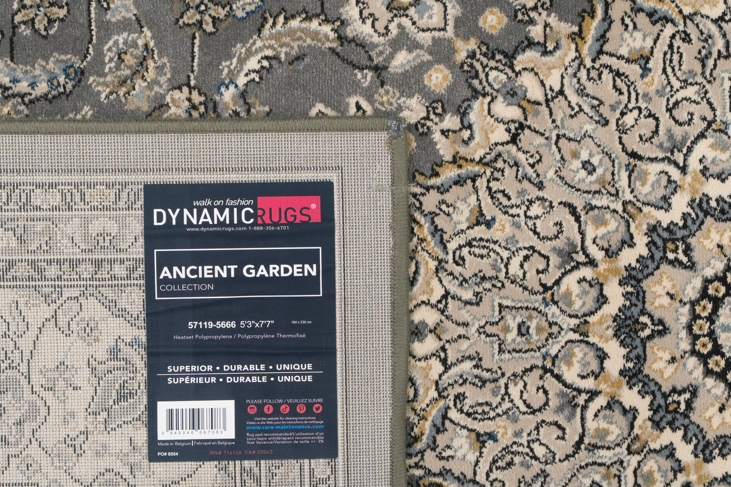 Ancient Garden 57119-5666 Grey/Cream Area Rug