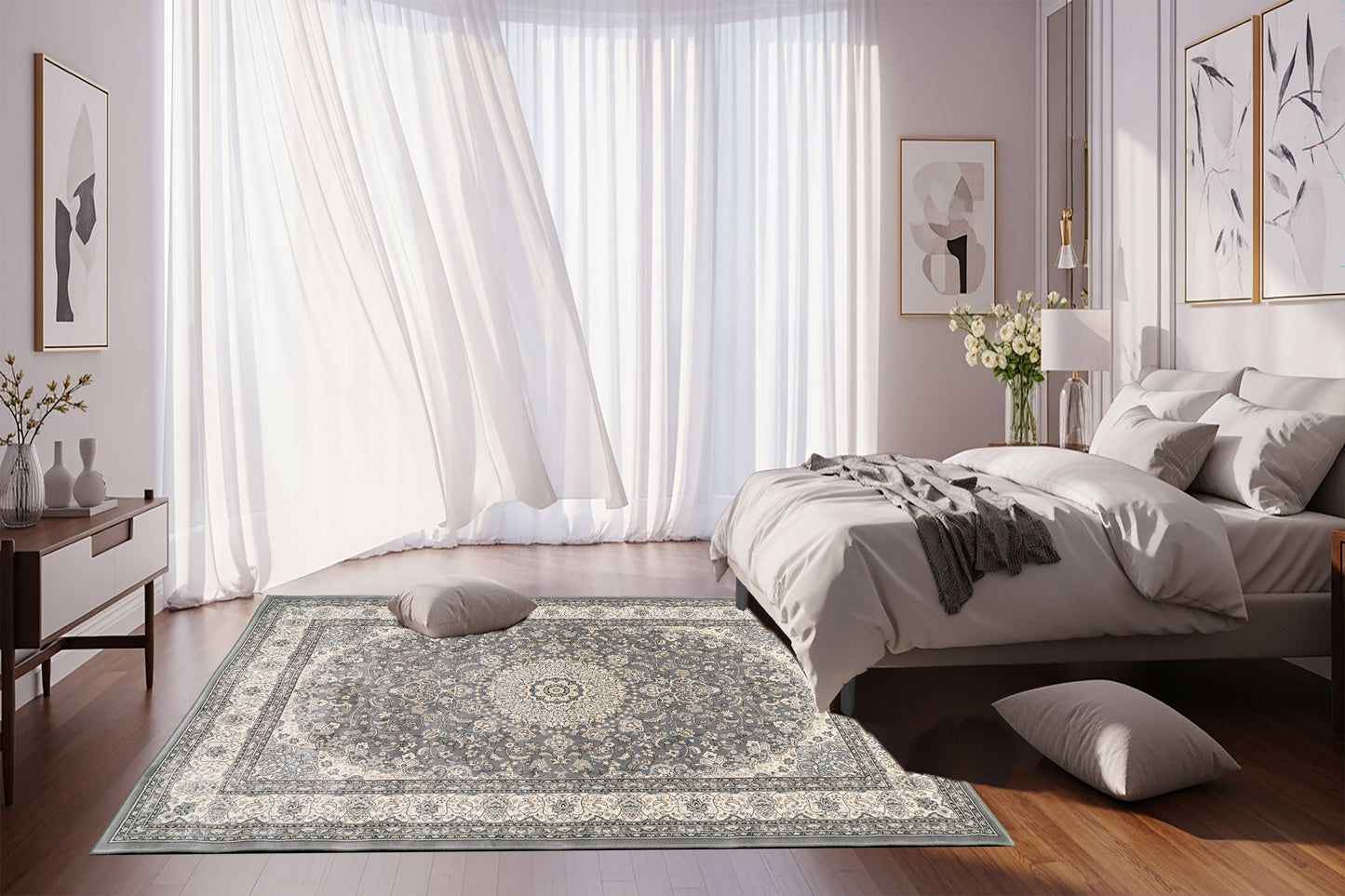 Ancient Garden 57119-5666 Grey/Cream Area Rug