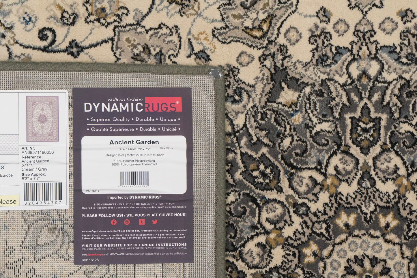 Ancient Garden 57119-6656 Cream/Grey Area Rug