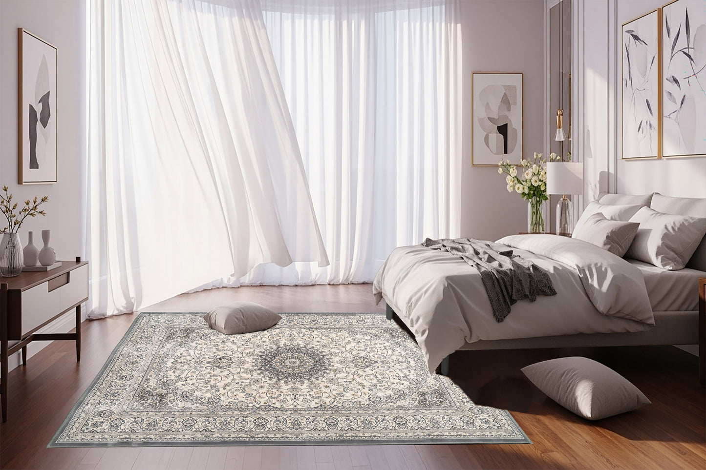 Ancient Garden 57119-6656 Cream/Grey Area Rug