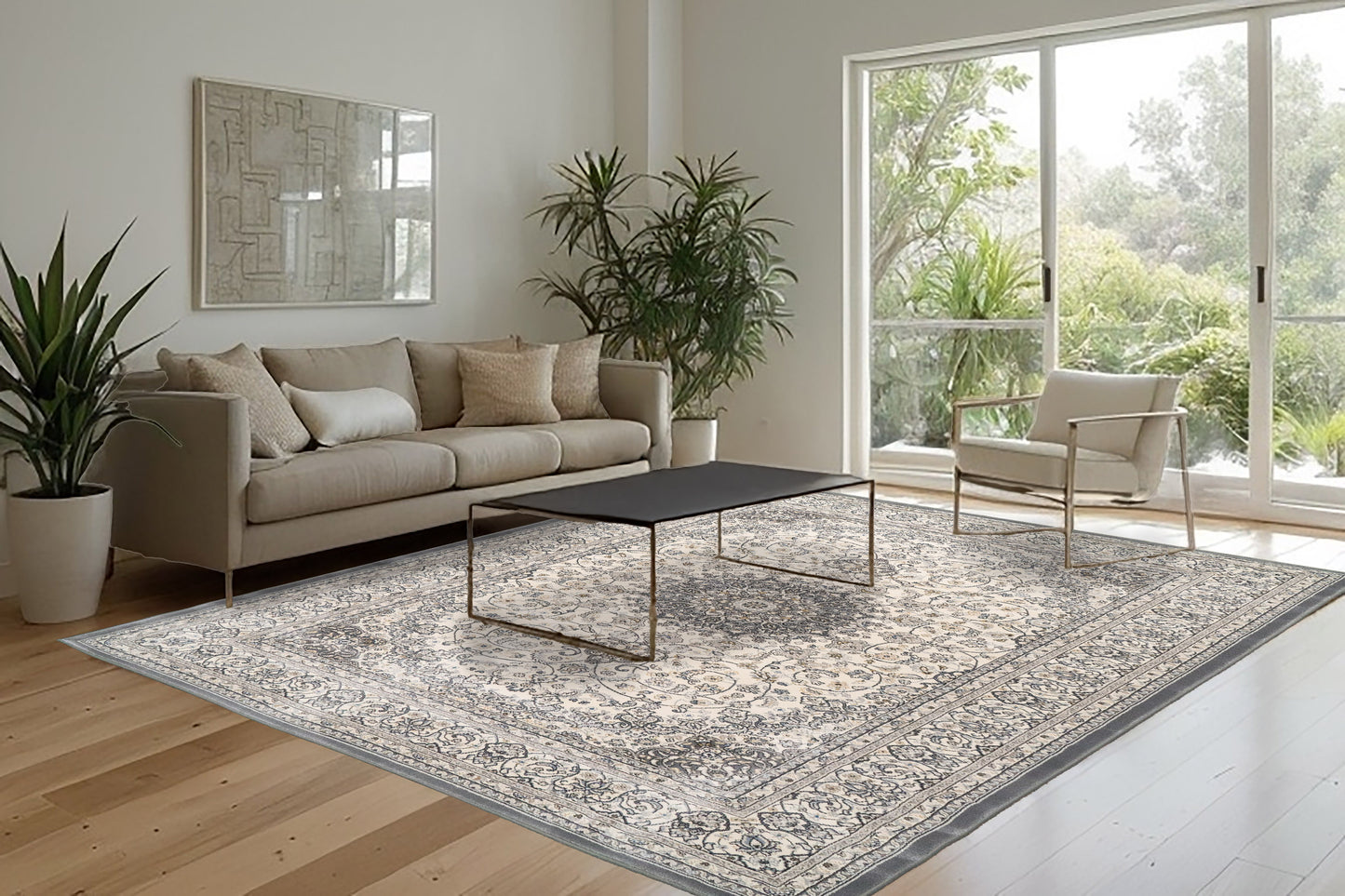 Ancient Garden 57119-6656 Cream/Grey Area Rug
