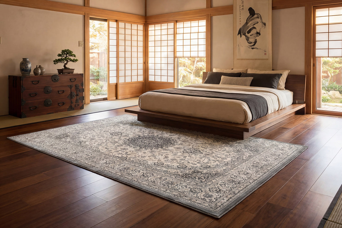 Ancient Garden 57119-6656 Cream/Grey Area Rug