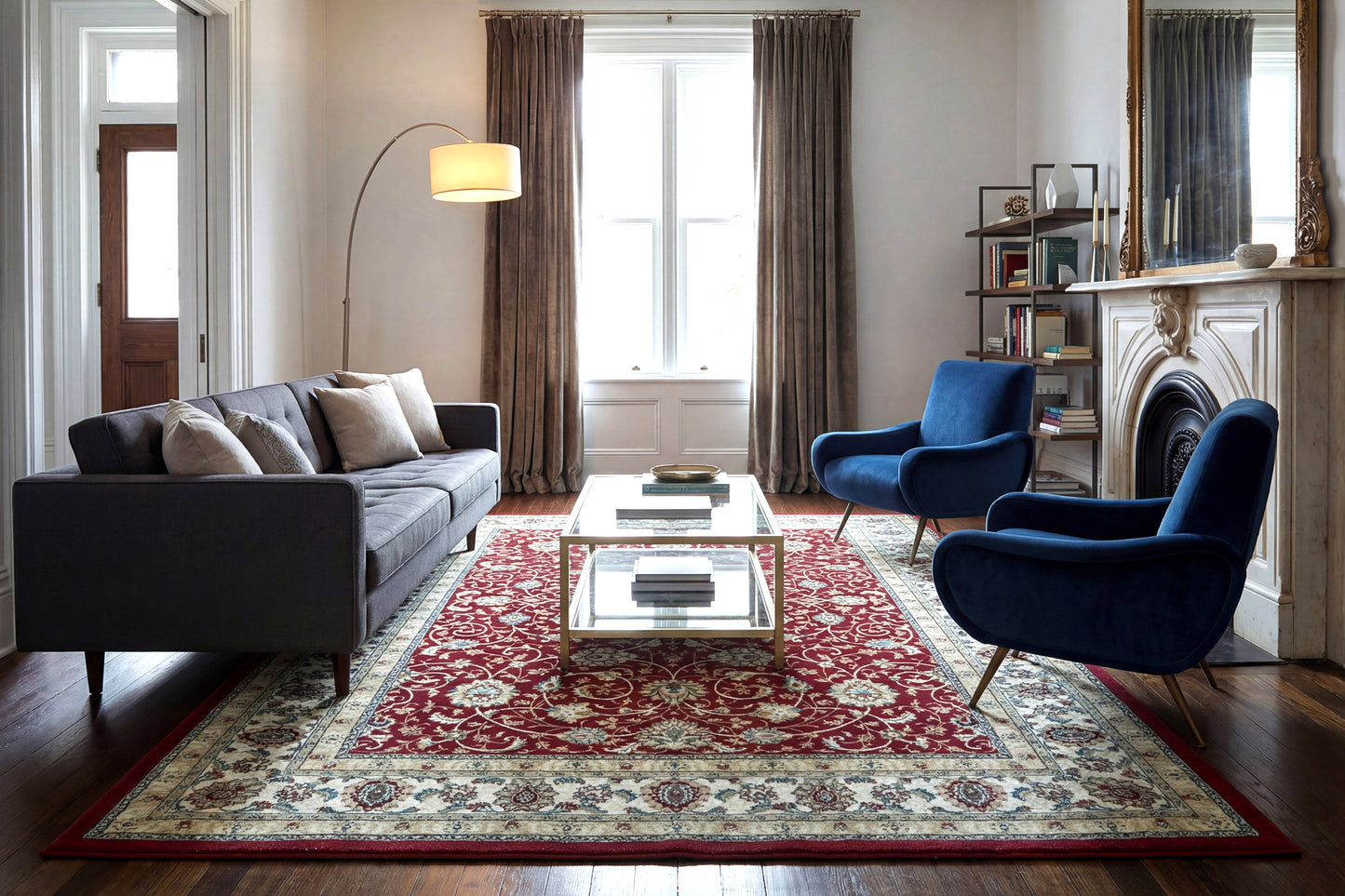 Ancient Garden 57120-1464 Red/Ivory Area Rug