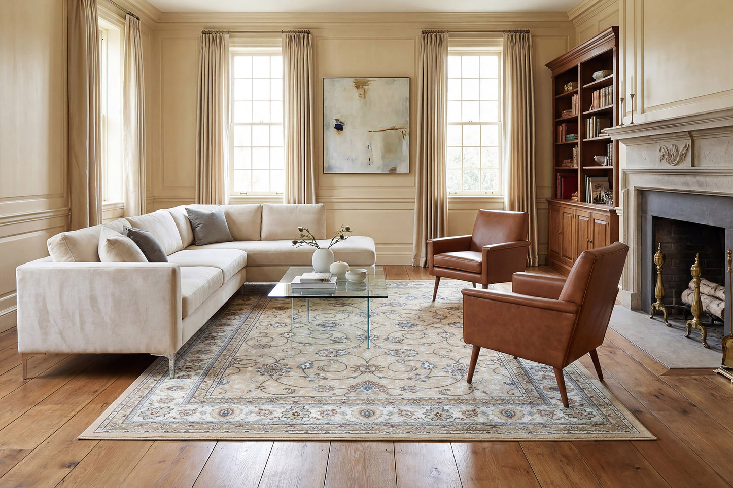 Ancient Garden 57120-2464 Light Gold/Ivory Area Rug