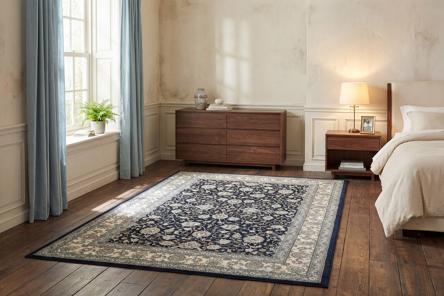 Ancient Garden 57120-3464 Blue/Ivory Area Rug