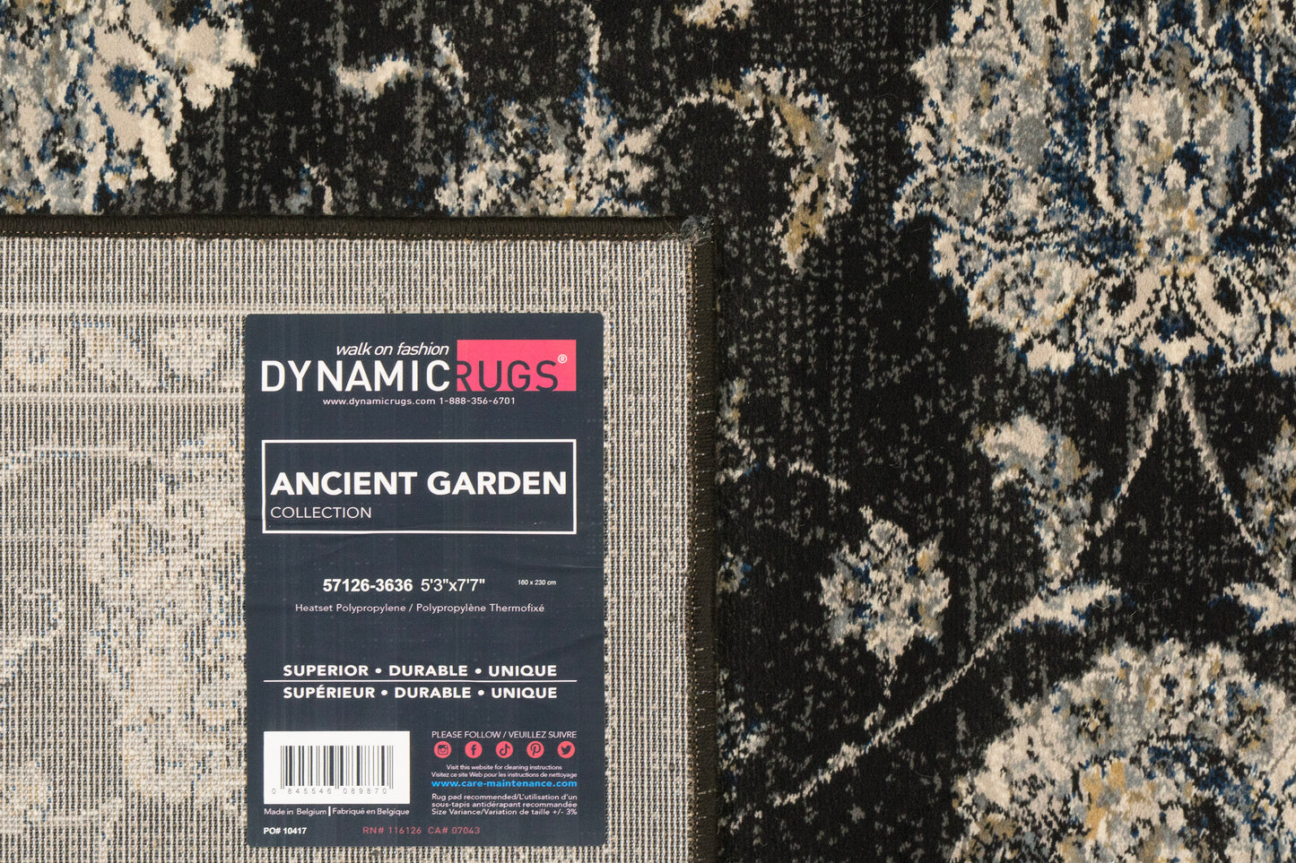 Ancient Garden 57126-3636 Charcoal/Silver Area Rug
