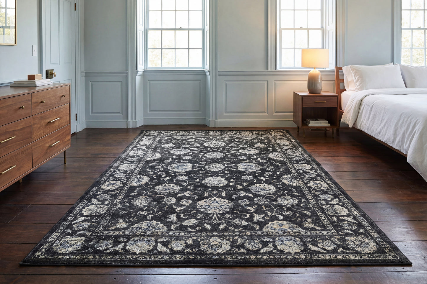 Ancient Garden 57126-3636 Charcoal/Silver Area Rug