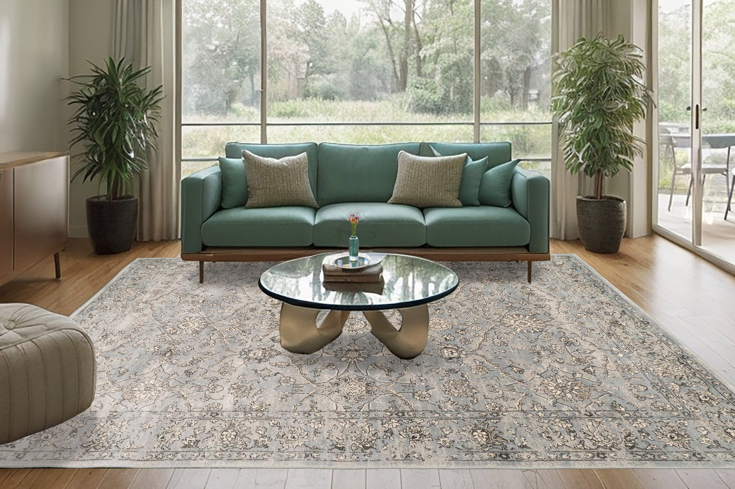 Ancient Garden 57136-4646 Steel Blue/Cream Area Rug