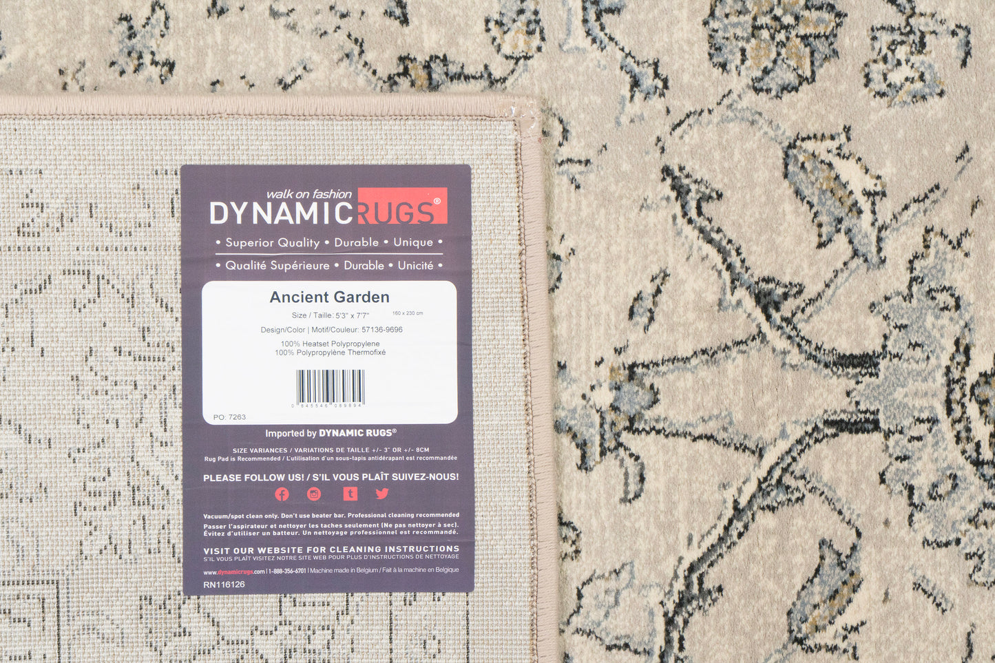 Ancient Garden 57136-9696 Silver/Grey Area Rug
