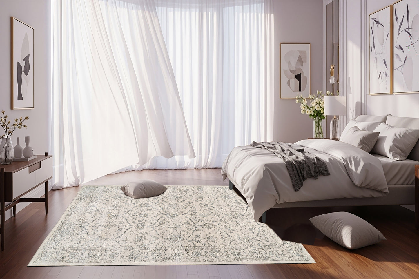 Ancient Garden 57136-9696 Silver/Grey Area Rug