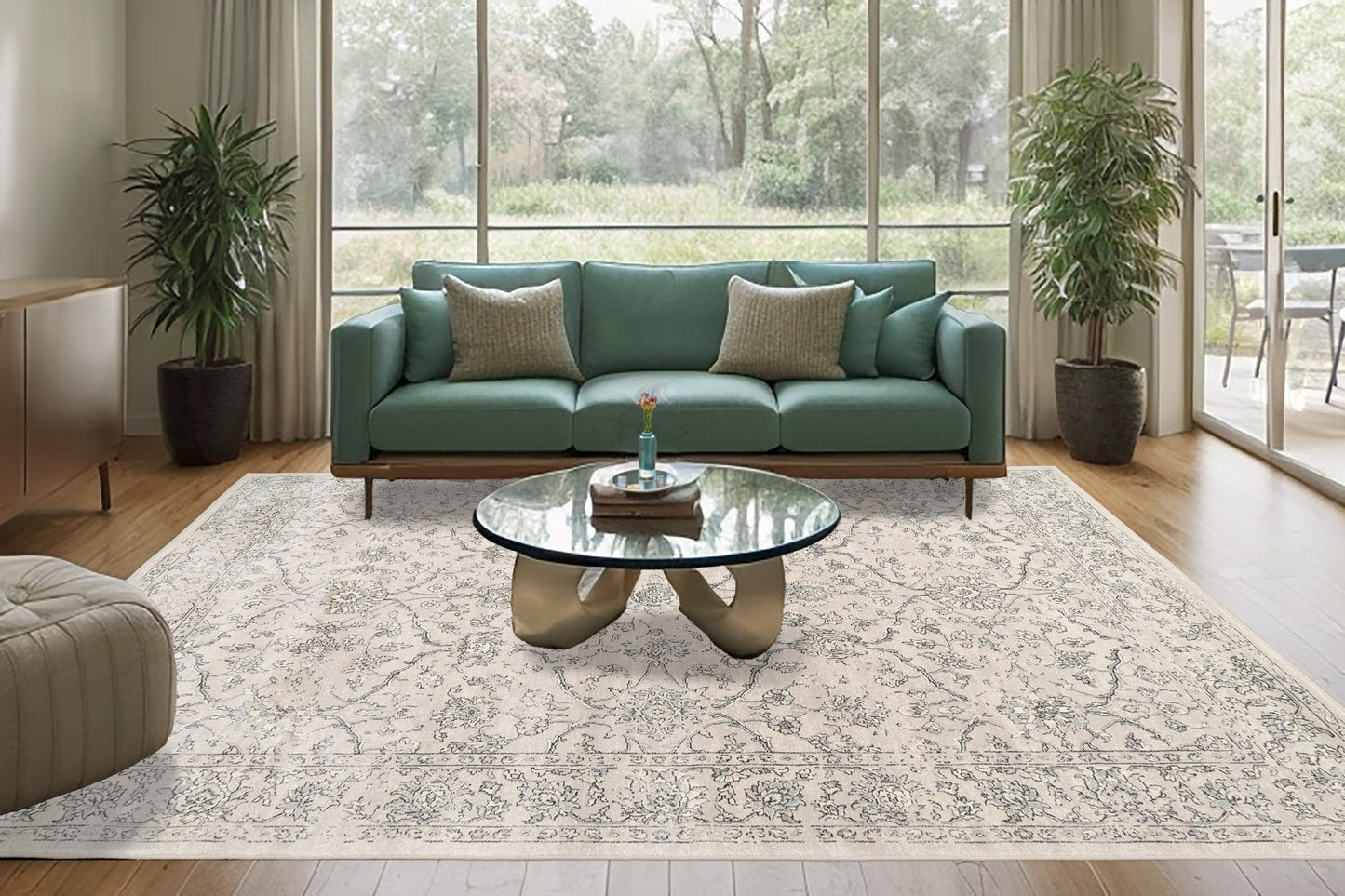 Ancient Garden 57136-9696 Silver/Grey Area Rug