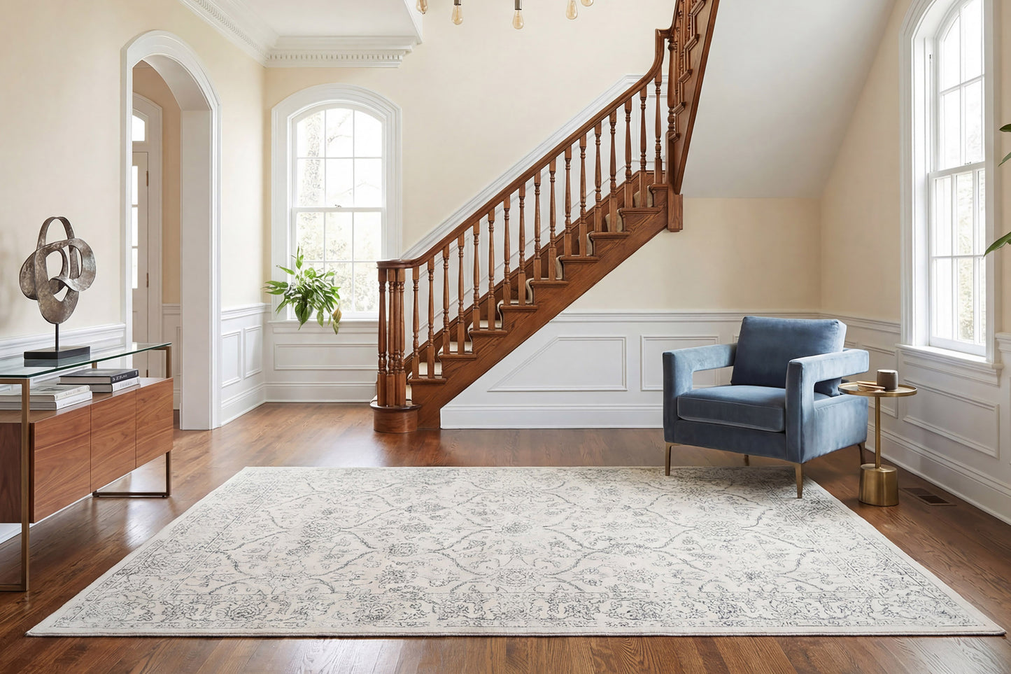 Ancient Garden 57136-9696 Silver/Grey Area Rug